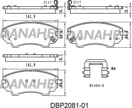 Danaher DBP2081-01 - Brake Pad Set, disc brake autospares.lv