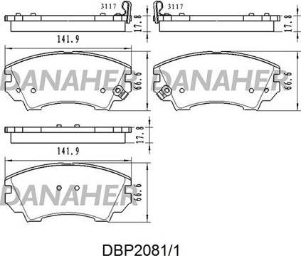 Danaher DBP2081/1 - Brake Pad Set, disc brake autospares.lv
