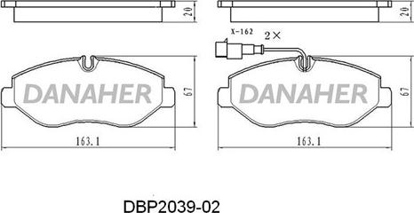 Danaher DBP2039-02 - Brake Pad Set, disc brake autospares.lv