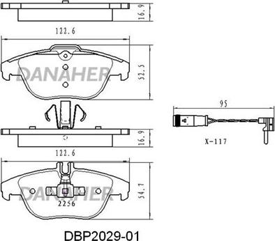 Danaher DBP2029-01 - Brake Pad Set, disc brake autospares.lv