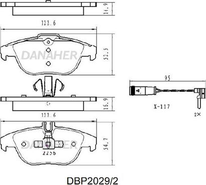 Danaher DBP2029/2 - Brake Pad Set, disc brake autospares.lv