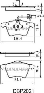 Danaher DBP2021 - Brake Pad Set, disc brake autospares.lv