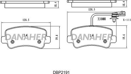 Danaher DBP2191 - Brake Pad Set, disc brake autospares.lv