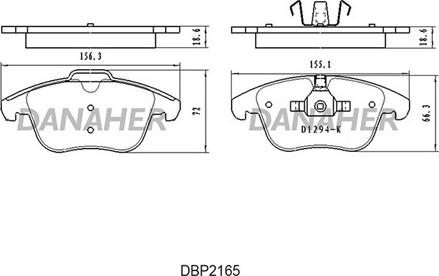 Danaher DBP2165 - Brake Pad Set, disc brake autospares.lv