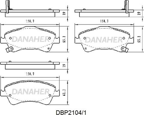 Danaher DBP2104/1 - Brake Pad Set, disc brake autospares.lv