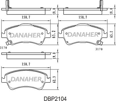 Danaher DBP2104 - Brake Pad Set, disc brake autospares.lv