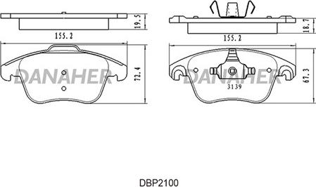 Danaher DBP2100 - Brake Pad Set, disc brake autospares.lv