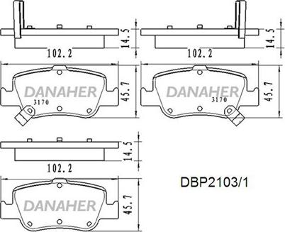 Danaher DBP2103/1 - Brake Pad Set, disc brake autospares.lv