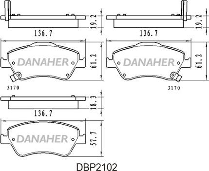 Danaher DBP2102 - Brake Pad Set, disc brake autospares.lv