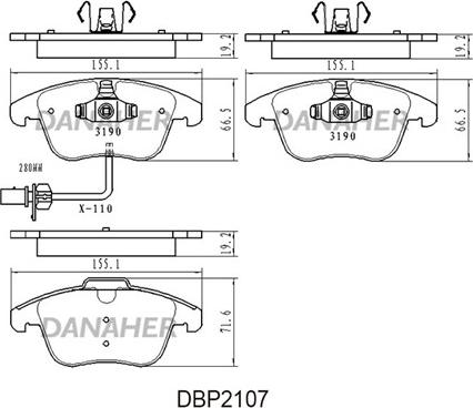 Danaher DBP2107 - Brake Pad Set, disc brake autospares.lv