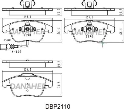 Danaher DBP2110 - Brake Pad Set, disc brake autospares.lv