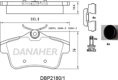 Danaher DBP2180/1 - Brake Pad Set, disc brake autospares.lv