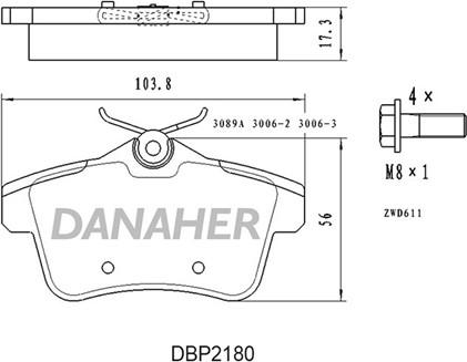 Danaher DBP2180 - Brake Pad Set, disc brake autospares.lv