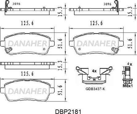 Danaher DBP2181 - Brake Pad Set, disc brake autospares.lv