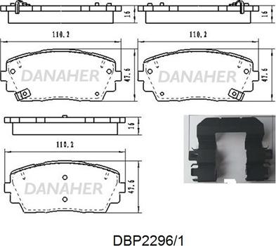 Danaher DBP2296/1 - Brake Pad Set, disc brake autospares.lv