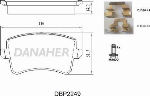 Danaher DBP2249 - Brake Pad Set, disc brake autospares.lv