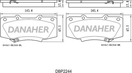 Danaher DBP2244 - Brake Pad Set, disc brake autospares.lv