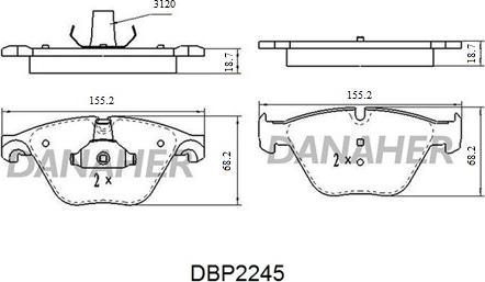 Danaher DBP2245 - Brake Pad Set, disc brake autospares.lv