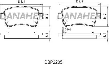 Danaher DBP2205 - Brake Pad Set, disc brake autospares.lv