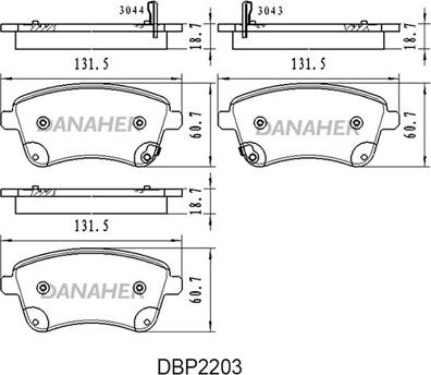 Danaher DBP2203 - Brake Pad Set, disc brake autospares.lv