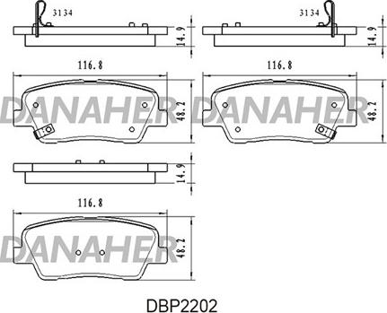 Danaher DBP2202 - Brake Pad Set, disc brake autospares.lv