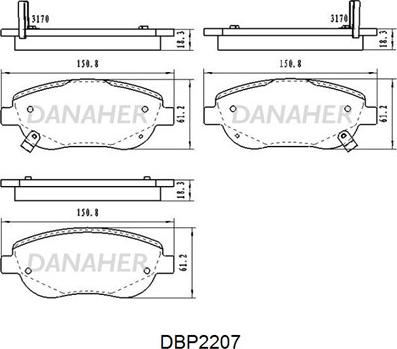 Danaher DBP2207 - Brake Pad Set, disc brake autospares.lv