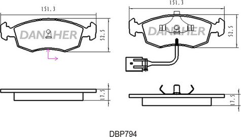 Danaher DBP794 - Brake Pad Set, disc brake autospares.lv