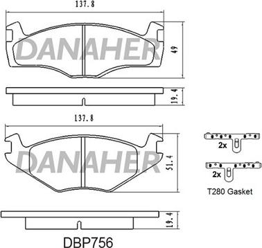 Danaher DBP756 - Brake Pad Set, disc brake autospares.lv