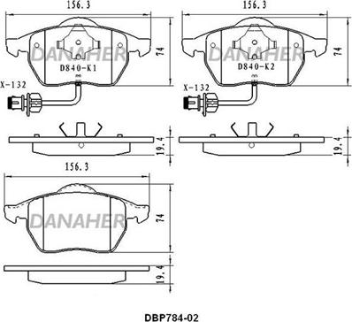 Danaher DBP784-02 - Brake Pad Set, disc brake autospares.lv