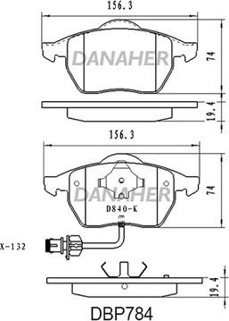 Danaher DBP784 - Brake Pad Set, disc brake autospares.lv