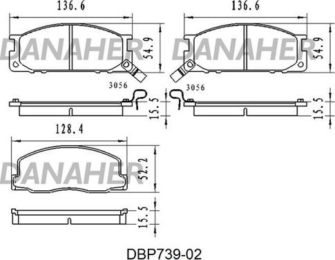 Danaher DBP739-02 - Brake Pad Set, disc brake autospares.lv