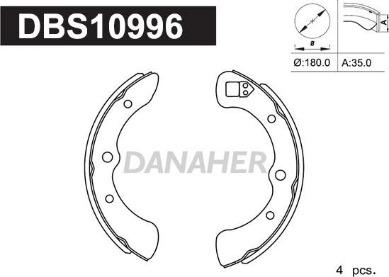 Danaher DBS10996 - Brake Shoe Set autospares.lv