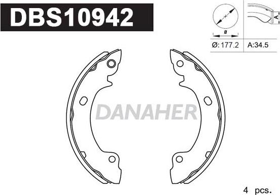 Danaher DBS10942 - Brake Shoe Set autospares.lv