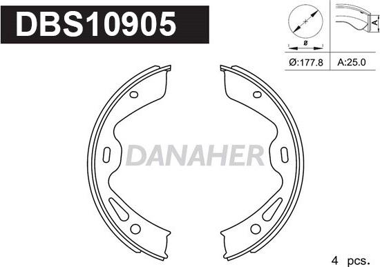 Danaher DBS10905 - Brake Shoe Set, parking brake autospares.lv