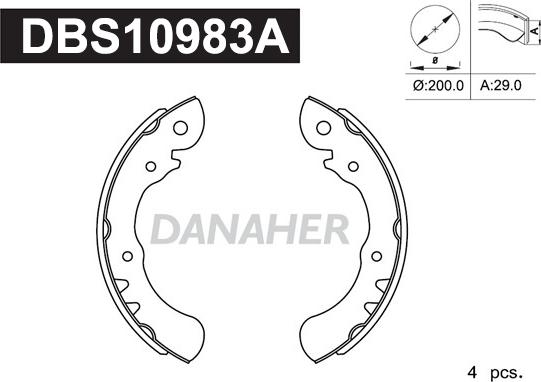 Danaher DBS10983A - Brake Shoe Set autospares.lv