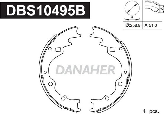 Danaher DBS10495B - Brake Shoe Set autospares.lv