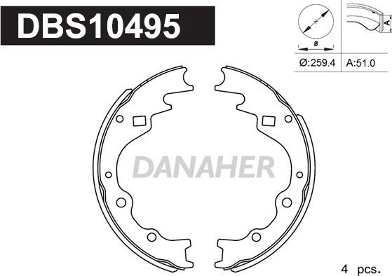 Danaher DBS10495 - Brake Shoe Set autospares.lv