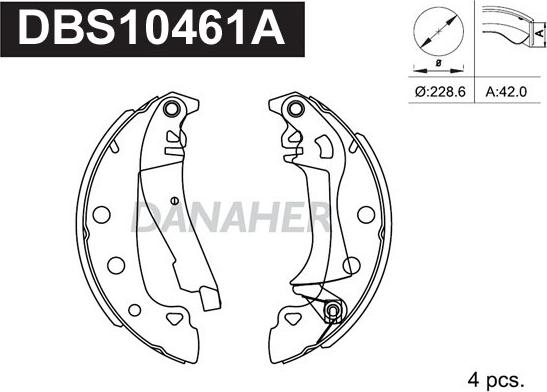 Danaher DBS10461A - Brake Shoe Set autospares.lv