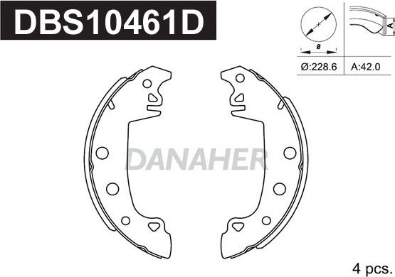 Danaher DBS10461D - Brake Shoe Set autospares.lv