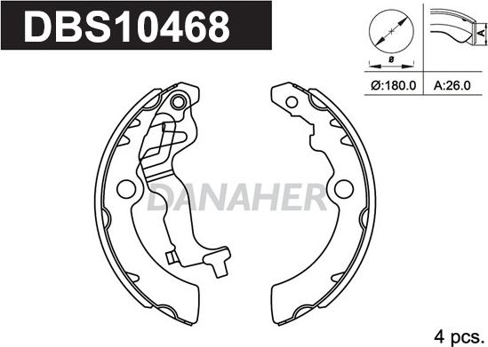 Danaher DBS10468 - Brake Shoe Set autospares.lv