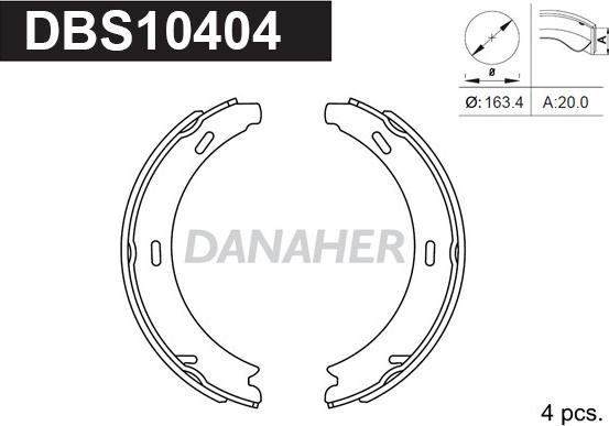 Danaher DBS10404 - Brake Shoe Set, parking brake autospares.lv