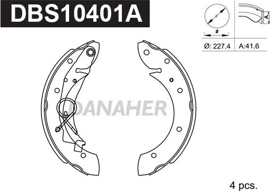 Danaher DBS10401A - Brake Shoe Set autospares.lv