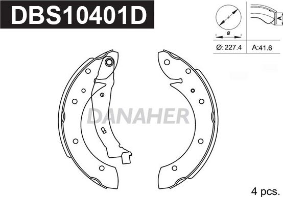 Danaher DBS10401D - Brake Shoe Set autospares.lv