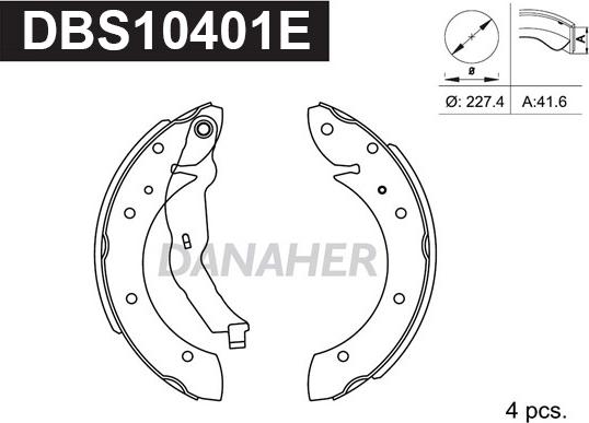 Danaher DBS10401E - Brake Shoe Set autospares.lv