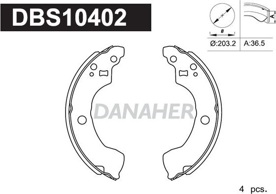 Danaher DBS10402 - Brake Shoe Set autospares.lv