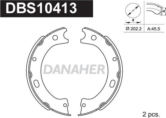 Danaher DBS10413 - Brake Shoe Set, parking brake autospares.lv