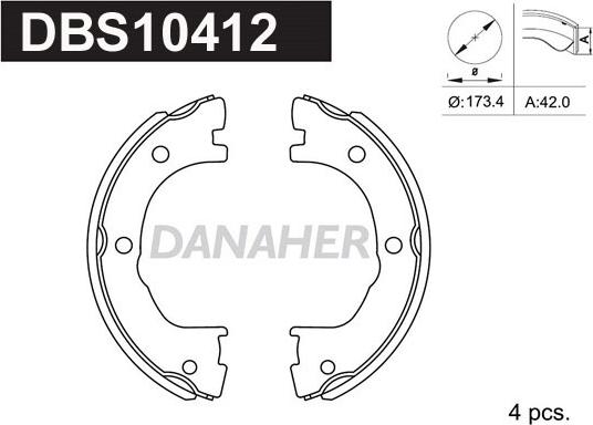 Danaher DBS10412 - Brake Shoe Set, parking brake autospares.lv