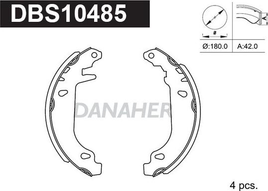 Danaher DBS10485 - Brake Shoe Set autospares.lv