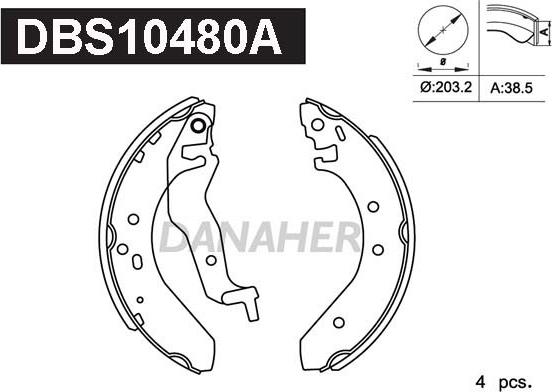 Danaher DBS10480A - Brake Shoe Set autospares.lv