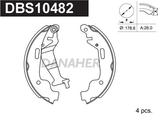 Danaher DBS10482 - Brake Shoe Set autospares.lv